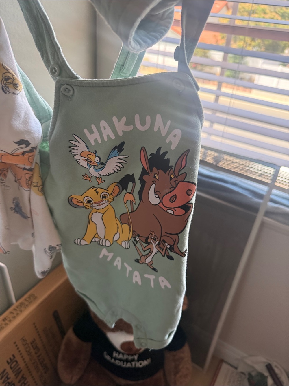 Disney Green Simba & Friends Baby Romper Set with Hat and Bib